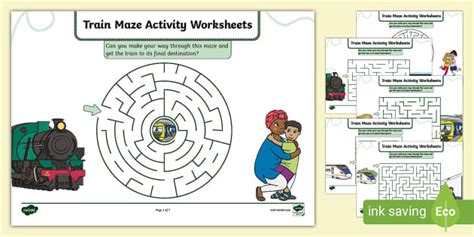 Train Maze Activity Worksheets (teacher made) - Twinkl