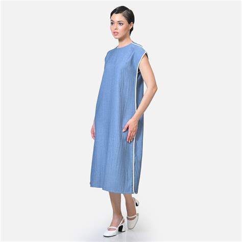 Buy Blue Texture Line Dresses for Women Online