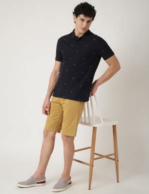 Pure Cotton Printed Polo Neck T-Shirt