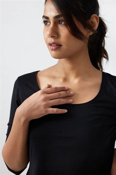 Women Tops | The Pima Flared Top for Women Carbon Black