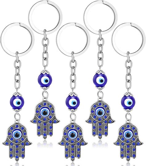 5 Pieces Hamsa Hand Keychain Evil Eye Silver India | Ubuy