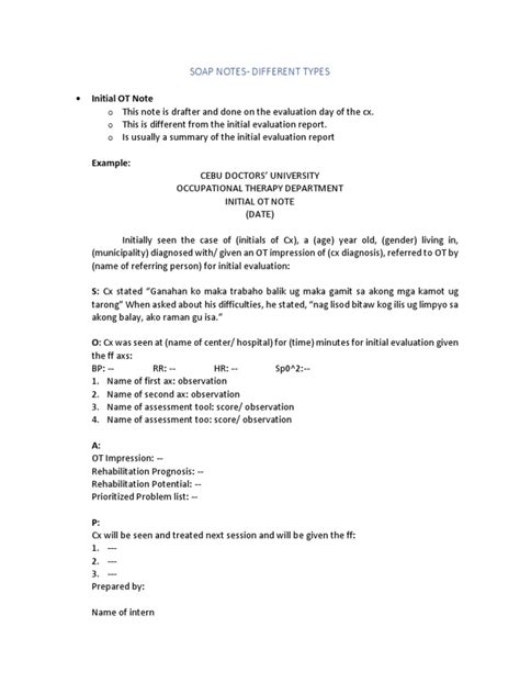 Image result for Soap Notes Occupational Therapy