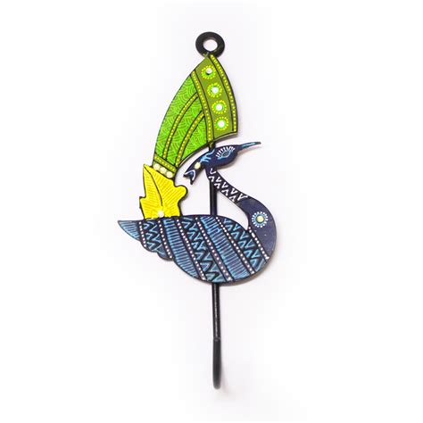 Indianshelf Iron Handpainted Peacock Wall Hook Traditional Multicolor ...