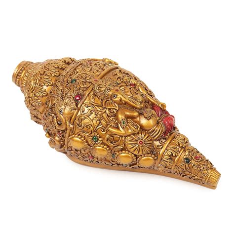 Buy SK Global Art & Decor 9 inch Ganesha Carving Shankh, Showpiece ...