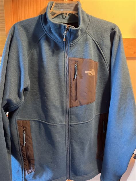 The North Face Mens Large Blue Long Sleeve Full Zip Polyester Fleece Jacket