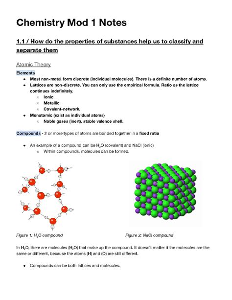 Chemistry MOD 1 Notes - Mod 1 year 11 - Chemistry Mod 1 Notes 1 / How ...