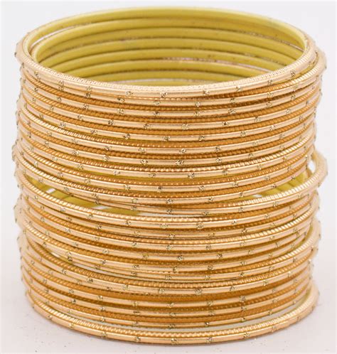Set of 24 Plain Matte Textured Metal Bangles By Leshya Plus Size ...