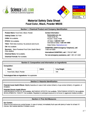 Fillable Online Food Color, Black, Powder MSDS Fax Email Print - pdfFiller