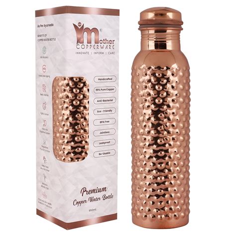 Mother Copperware Narmada Copper Bottle Pure Copper Water Bottle -950ml ...