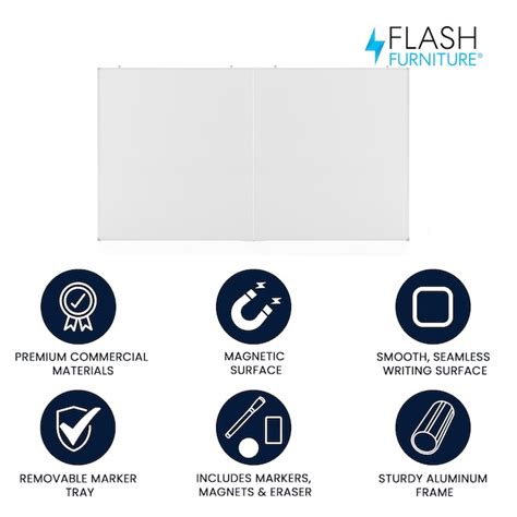 Flash Furniture HERCULES Commercial 72-in x 40-in Whiteboard Aluminum ...