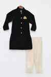Buy Brown Velvet, Cotton, Silk Achkan And Pant Set For Boys by Fayon ...