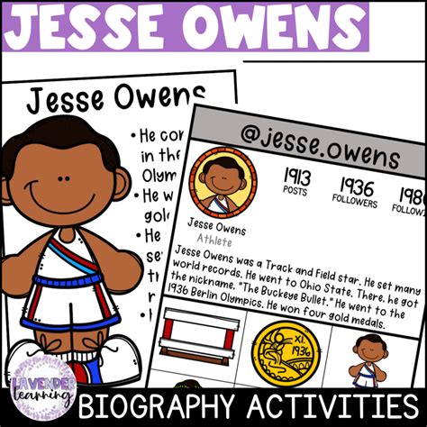 Jesse Owens Biography Activities, Report, & Flip Book - Black History ...