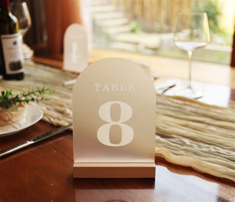 ORGANTEAM Frosted Arch Wedding Table Numbers with Wooden Stands 1-10 ...