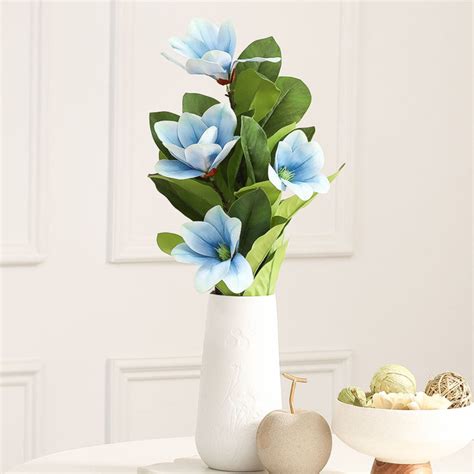 Enhabit Winter Magnolia Faux Stem - Sky Blue
