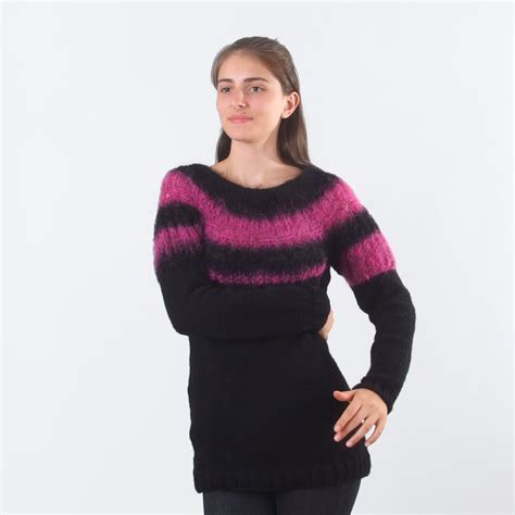 Buy Fuzzy Mohair Winter Sweater for Women, 100% Hand Knit Wool Jumper ...