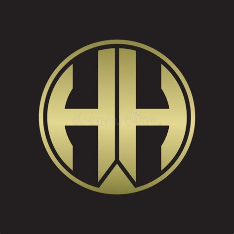 HH Logo Monogram Circle with Piece Ribbon Style on Gold Colors Stock ...