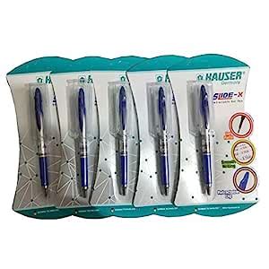 Hauser Slide-X Retractable Bold Tip Gel Pen - Pack of 5 (Blue) : Amazon ...