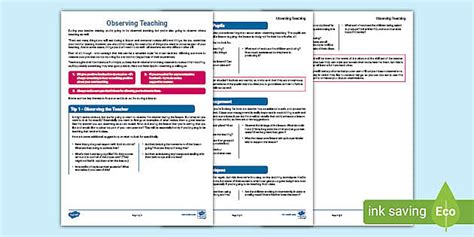 Trainee Teacher Guidance: Lesson Observation Template
