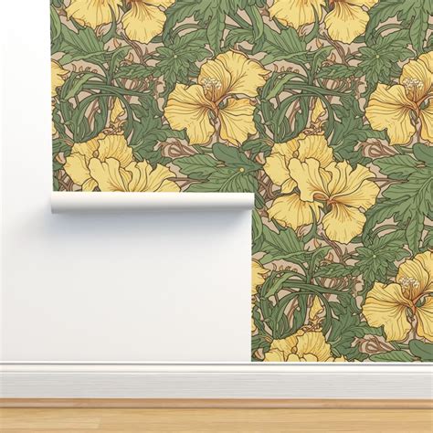 Large Scale - Yellow Hibiscus - Hawaii Wallpaper | Spoonflower