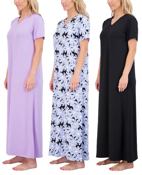 3 Pack: Women's Soft Maxi Long Nightshirt Short Sleeve Soft Nightgown ...