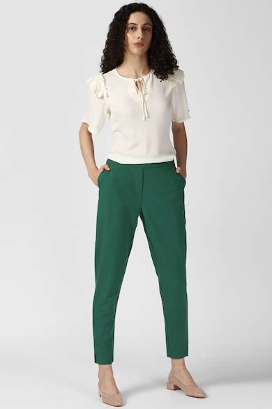 Buy Women Green Solid Formal Contemporary Fit Trousers Online - 891997 ...