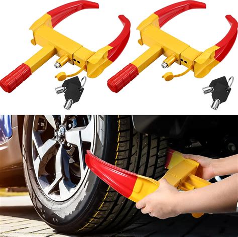 Amazon.com: 2 Pcs Wheel Lock for Cars, Heavy Duty Trailer Wheel Lock Universal Security Anti ...