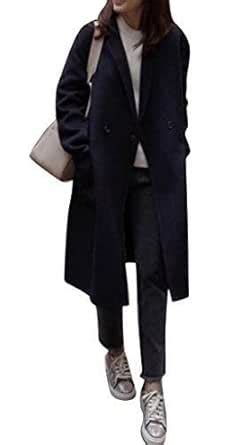 Buy Patakadevi Women Long Wool Coat Winter Stand Collar Single Breasted ...