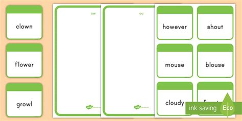 "ou" and "ow" Phonics Sorting Worksheet