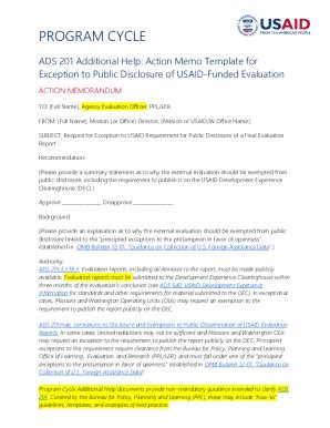 Fillable Online Action Memo Template for Exception to Public Disclosure ...