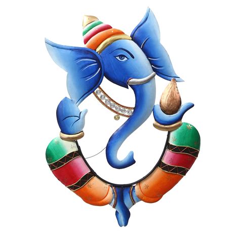 Colorful Lord Ganesha with Kalash in Hand Handcrafted Decorative Iron ...