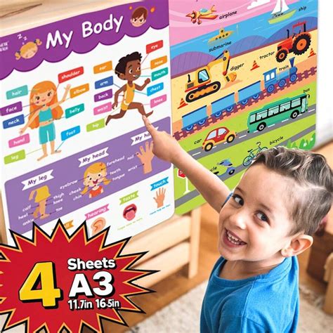4 Piezas de Pósteres Educativos Grandes Conjunto de Gráficos de Pared ...