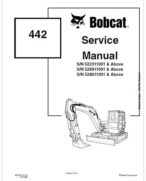 Bobcat 442 Compact Excavator Pdf Repair and Service Manual