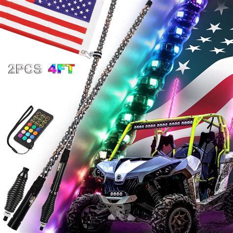 2 Pcs 4FT Spiral RGB LED Whip Lights with Spring India | Ubuy