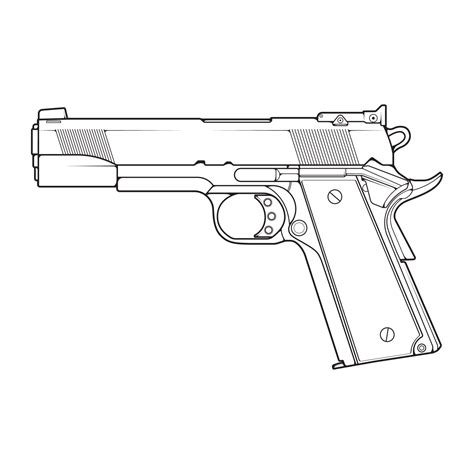 Firearms line art style, Shooting gun, Weapon illustration, Vector Line ...