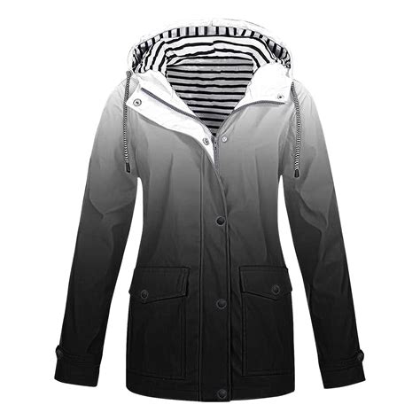 Fartey Plus Size Womens Rain Jacket with Hood Waterproof Lightweight ...