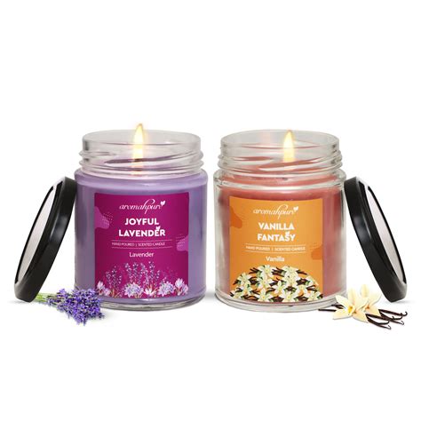 Buy Big Round Glass Jar Scented Candles (Lavender, Vanilla) – Aromahpure