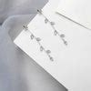Long Crystal Zirconia Leaf Tassel Drop Earrings Silver | Salty – Salty ...