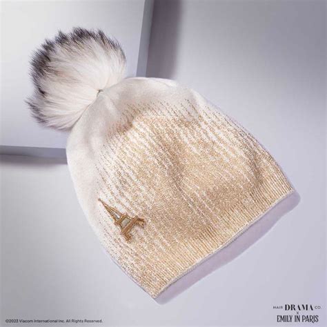 HDC x Emily in Paris Metallic White Real Wool Beanie with Original Fur ...