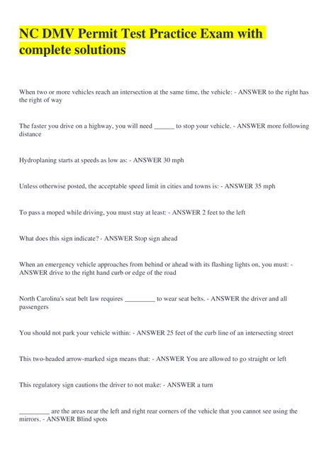 Image result for NC DMV Practice Test