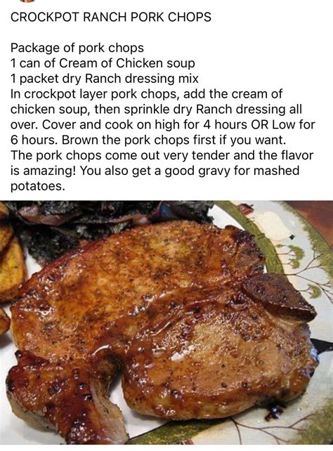 Pin by Marian Shedlarski on Pork | Pork chop recipes crockpot, Ranch ...