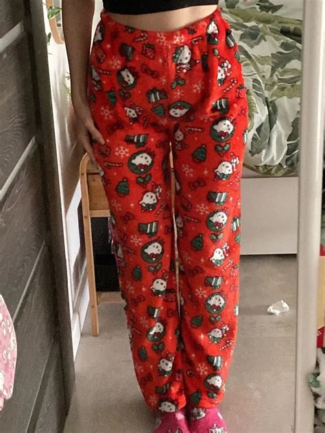 Kawaii Hello Kitty Pajama Pants Sanrio Anime Y2k Cartoon Coral Fleece ...