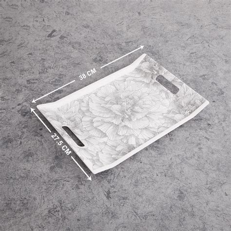 Buy Meadows Imogen White Printed Melamine Tray - 27cm from Home Centre ...