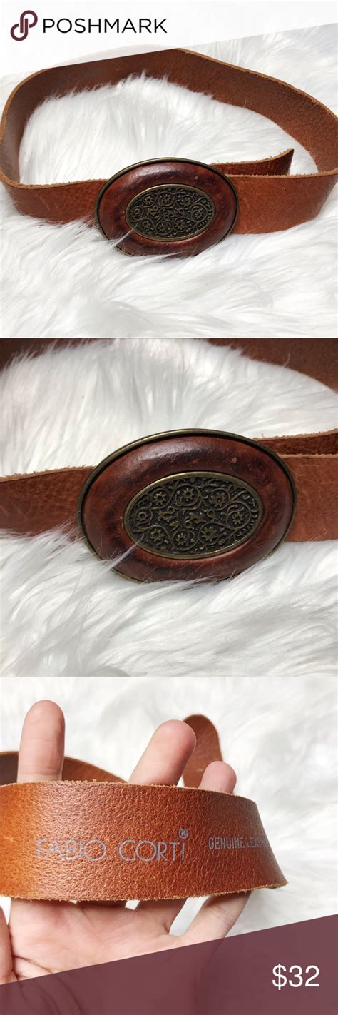 Fabio Corti Italian Leather Buckle Waist Belt The size reads large but ...