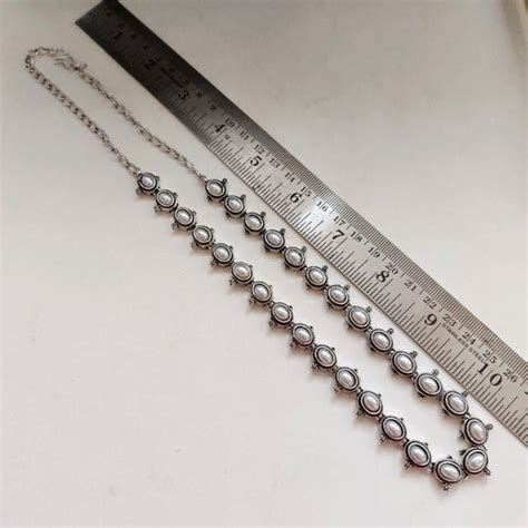 Noor: Statement Silver Toned Pearl Necklace and Earring Set ...