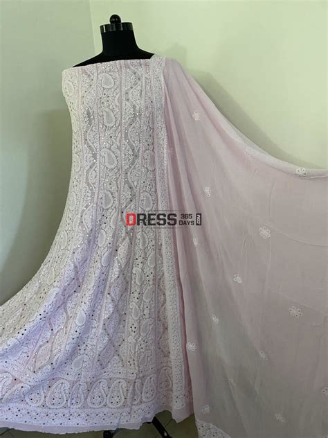 Pink Chikankari Hand Jaali & Mukaish Anarkali Suit – Dress365days