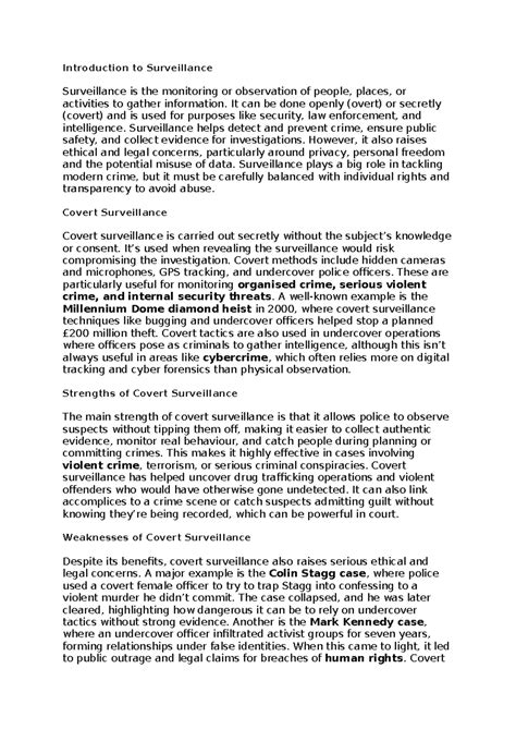 Surveillance Overview: Covert vs Overt Methods and Implications - Studocu