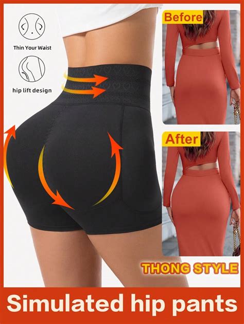 1pc Women's High-Waist Butt Lifting Shorts, Padded Booty Enhancing ...