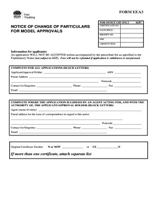 Notice of Change of Particulars Form EEA3 - Blank Fillable Template ...