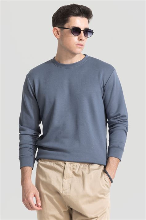 Buy Men's Grey Solid Sweatshirt Online | Snitch – SNITCH