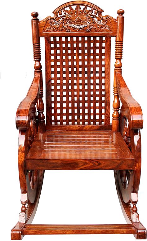 Jk Handicrafts Classic Wood & Craft Sheesham Wood Rocking Chair, Wooden ...